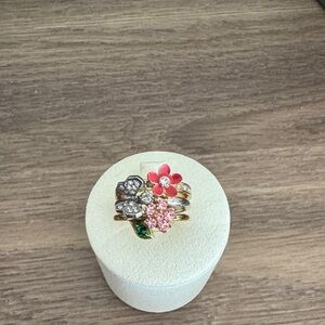 Juicy Couture Floral Butterfly Stacked Ring Set